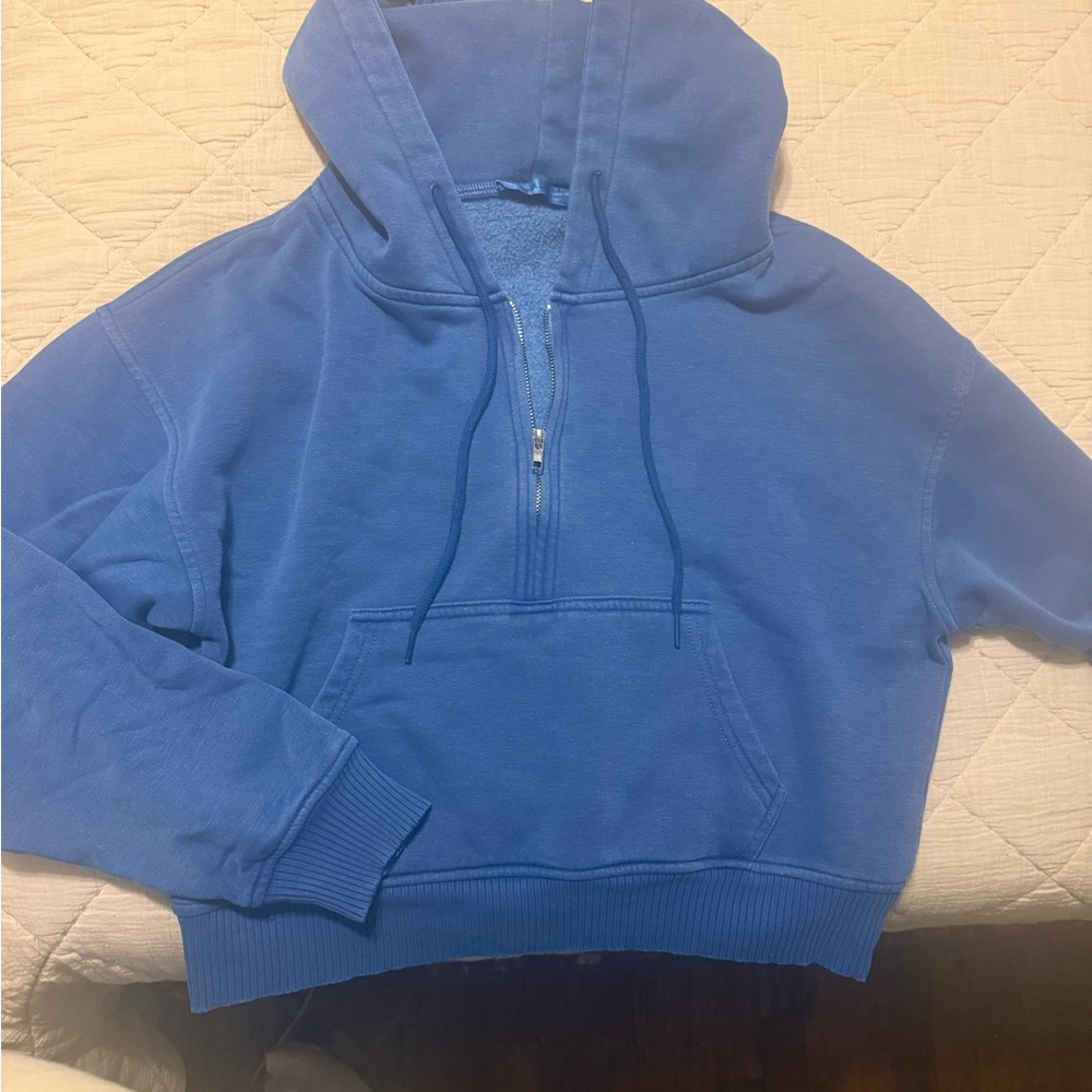 Zenana Outfitters Blue Zip-Up Hoodie